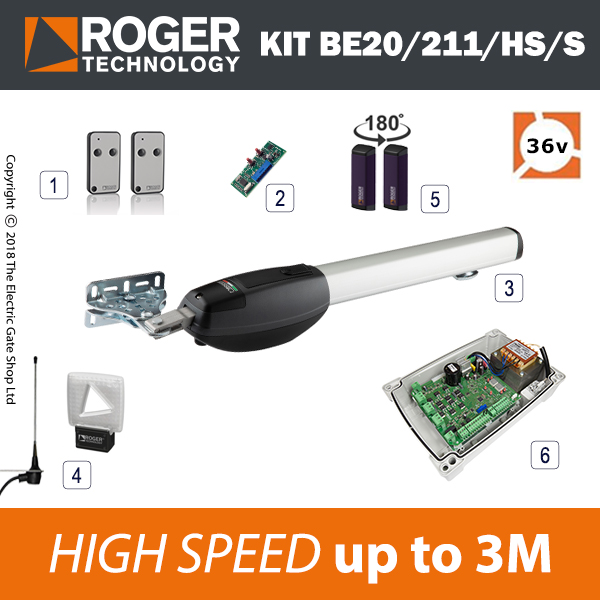 Single Swing Electric Gate Kit (Max Leaf 2m) 24v BRUSHLESS BE20/210 Single Swing Electric Gate Kit (Max Leaf 2m) 24v BRUSHLESS BE20/210