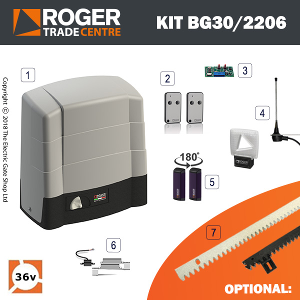 Roger Technology BG30 2200 Industrial Electric Sliding Gate Kit 2200kg ...